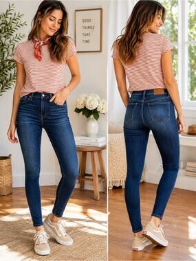 Madewell High Riser Skinny Jeans – Dark Wash Stretch Denim – Size 27